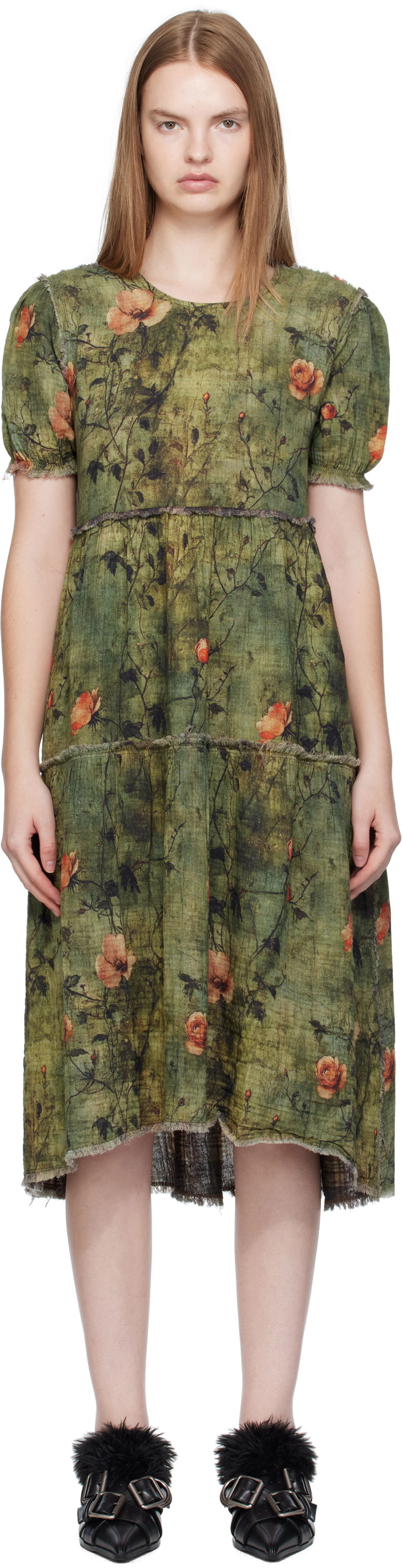 Klä R13 R13 Relaxed Reversible Midi Dress Grön | R13WR465-R582B
