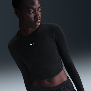 Crop top Nike Sportswear Chill Knit Long Sleeve Cropped Top Svart | HF5322-011, 0