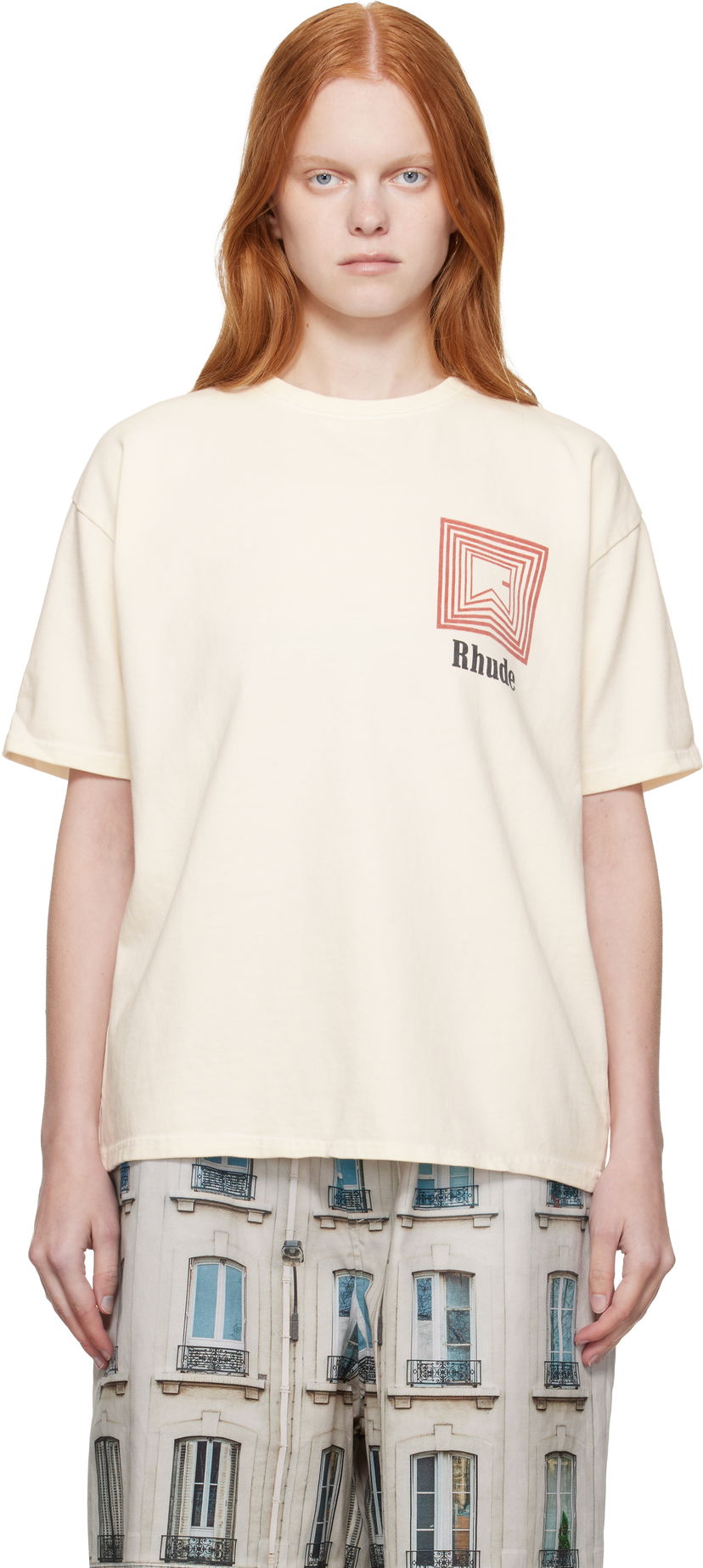T-shirt Rhude Rhude Chevron Logo Repeat T-Shirt Vit | RHPF25TT03012