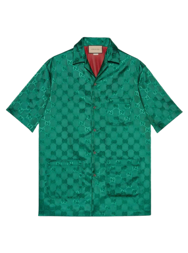 Skjorta Gucci GG Canvas Nylon Bowling Shirt Grön | 673622 ZAEBN 3239