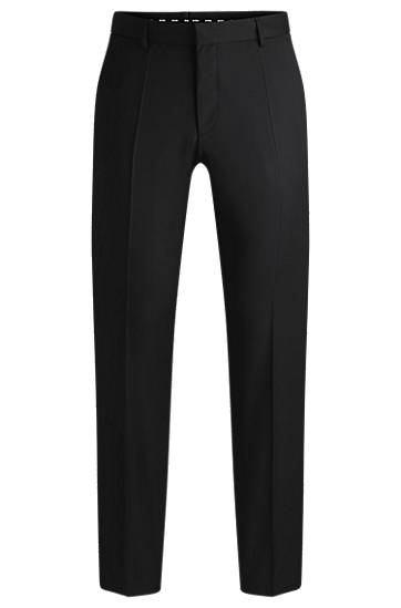 Byxor BOSS Regular-Fit Virgin-Wool Serge Trousers Svart | 50469183, 0