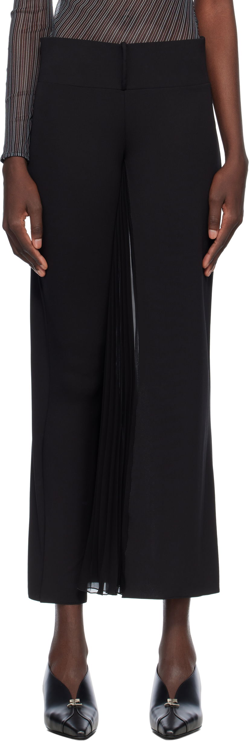 Byxor Courrèges Courrèges Infinity Pleats Jersey Trousers Svart | 225JPA325JS0220