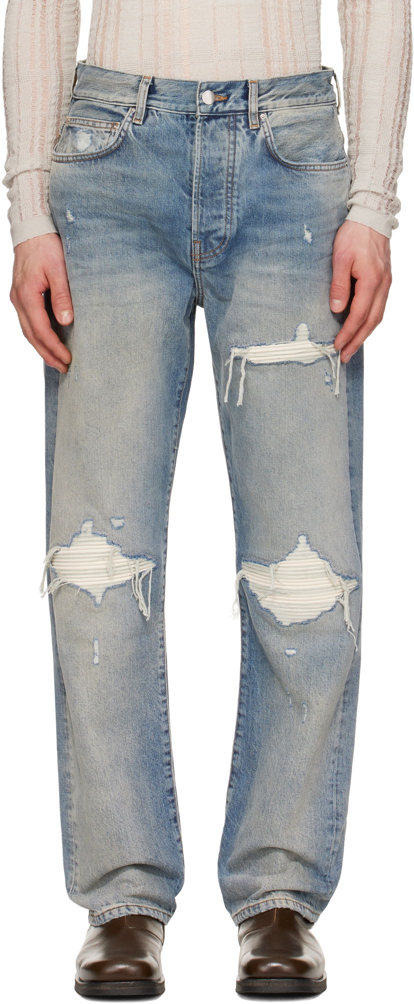 Jeans AMIRI AMIRI Suede Straight MX1 Jeans Blå | AMDNGH1085