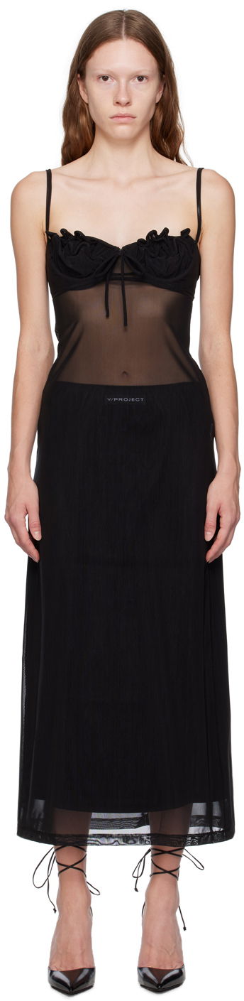 Klä Y/PROJECT Black Wire Brasier Midi Dress Svart | WTSDRESS70-S25