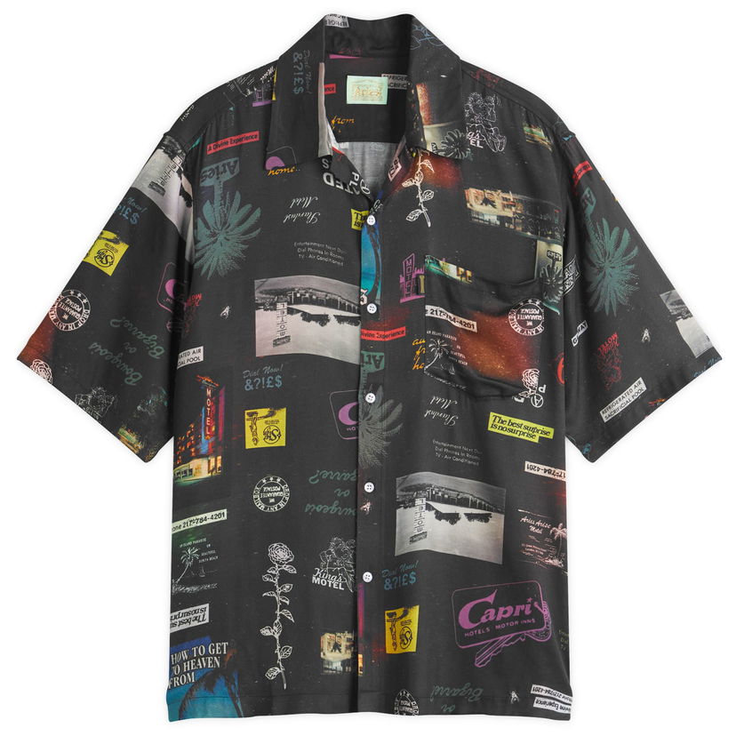 Skjorta Aries Aries Motel Luxe Hawaiian Shirt, Size Large Svart | AR40104-BLK