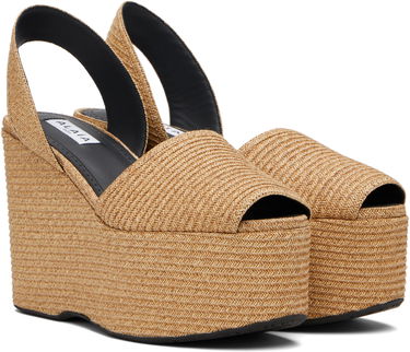 Sneakers och skor Alaïa ALAÏA Wedge Paper Straw Heeled Sandals Beige | AA3S129TK054, 3