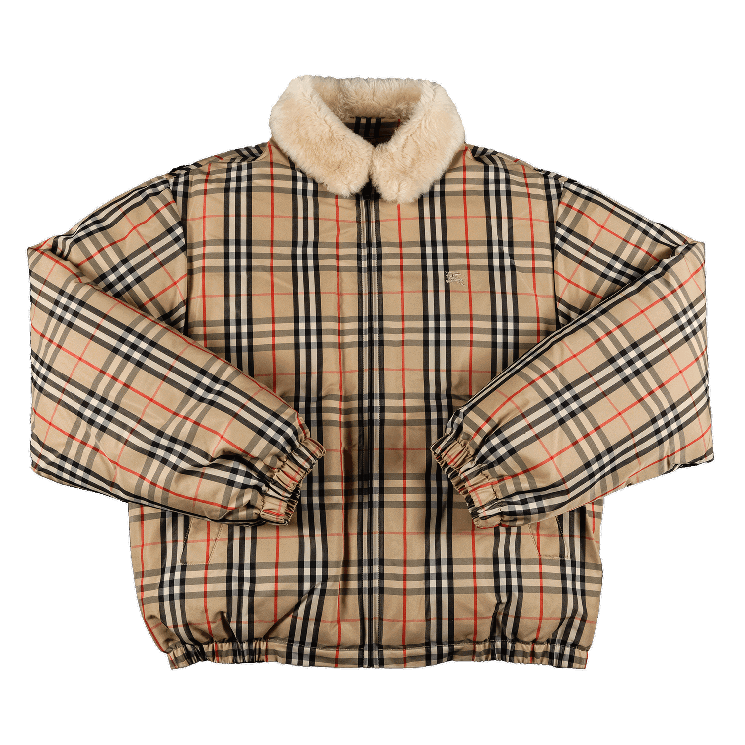 Jacka Supreme Burberry x Shearling Collar Down Puffer Jacket Beige | SS22J33 BEIGE, 0