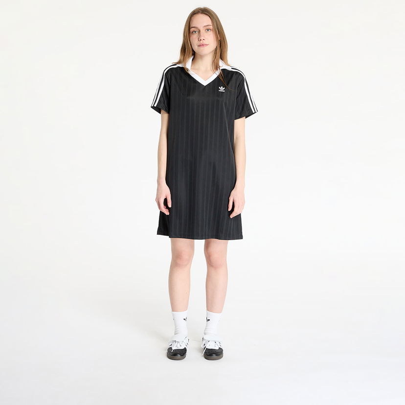 Klä adidas Originals Adicolor Football Jacquard V-Neck Dress Svart | JD2599