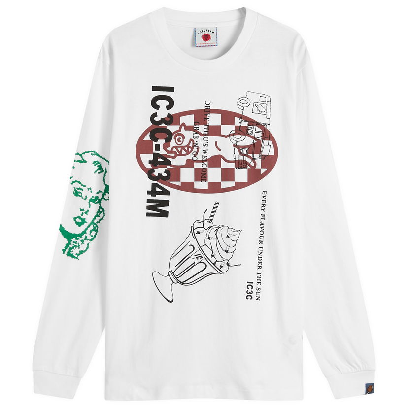 T-shirt BBC IceCream Multi Graphic Long Sleeve T-Shirt, Size Large Vit | IC25355-WHT