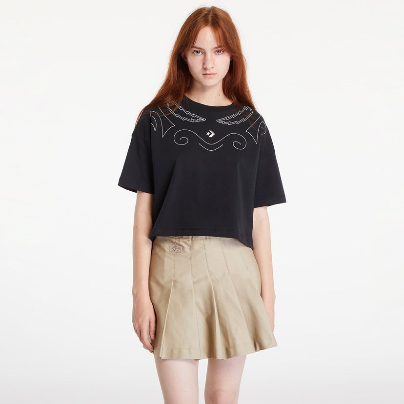 Crop top Converse Proud To Be Oversized Cropped T-Shirt Black Svart | 10027209-A01