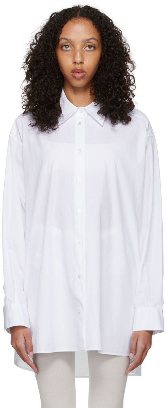 Skjorta The Row Luka Oversized Cotton Poplin Shirt Vit | 5648-W2043