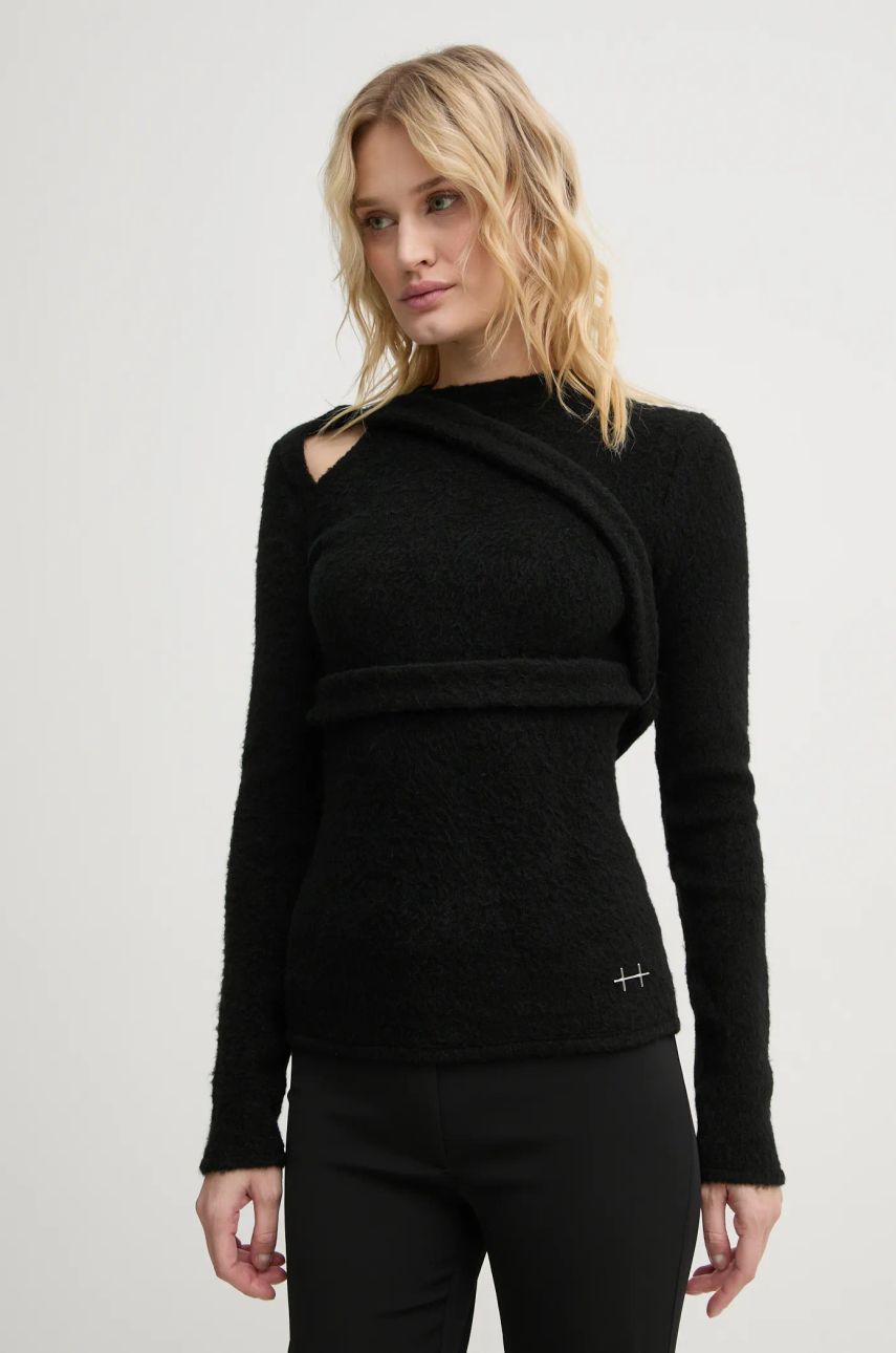 Sweater HELIOT EMIL Cutout Detail Wool Blend Sweater Svart | AW24.W.07.065.BLK01, 0