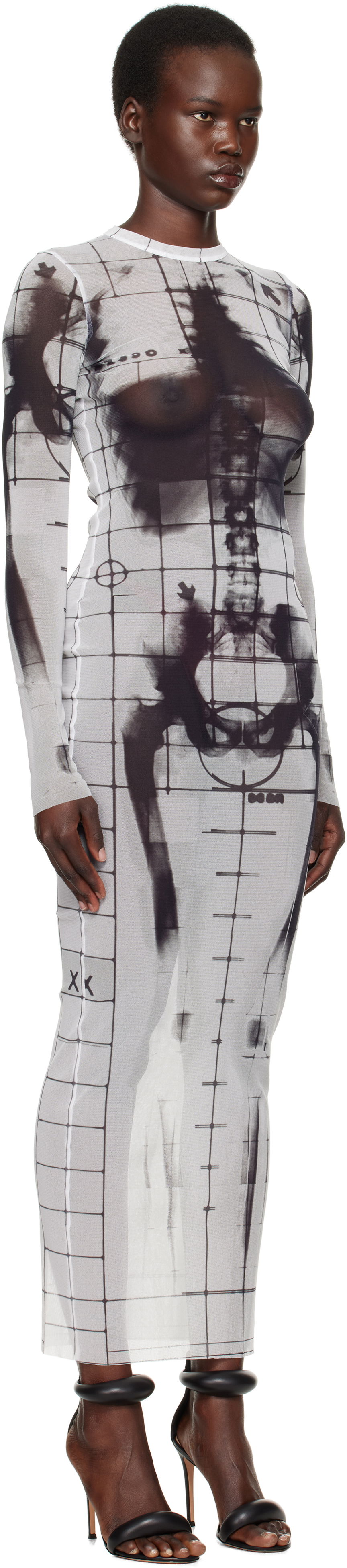 Klä Jean Paul Gaultier Jean Paul Gaultier 'The Squeletor' Maxi Dress Vit | 25/33-F-RO309-T580-0100, 1