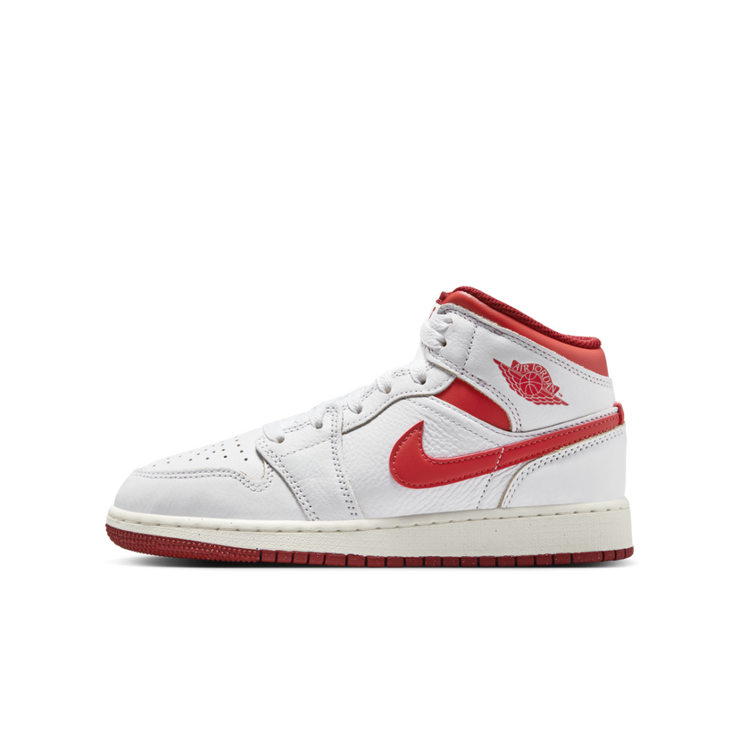 Sneakers och skor Jordan Air Jordan 1 Mid SE "White Dune Red" GS Vit | FJ3464-160