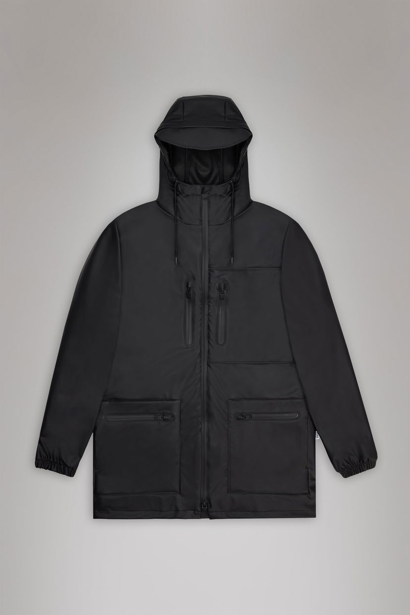 Parkas Rains Cargo Long Jacket Svart | 12060\01