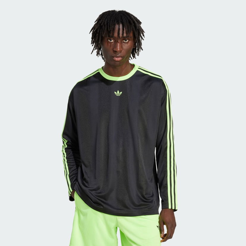 T-shirt adidas Performance Adicolor Jacquard Long Sleeve Jersey Svart | JX1518