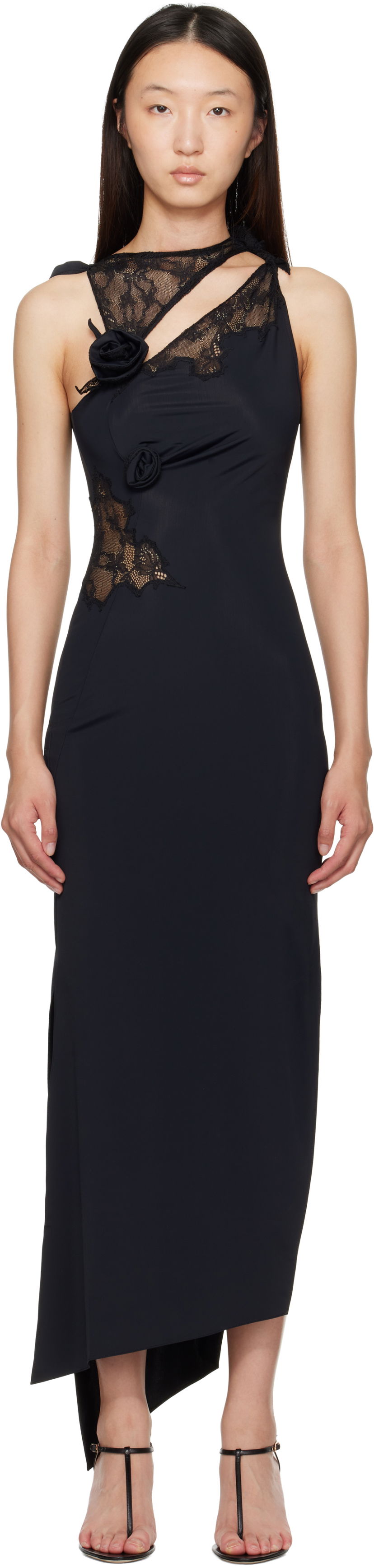 Klä Coperni Coperni Lace Flower Midi Dress Svart | COPR217F5021