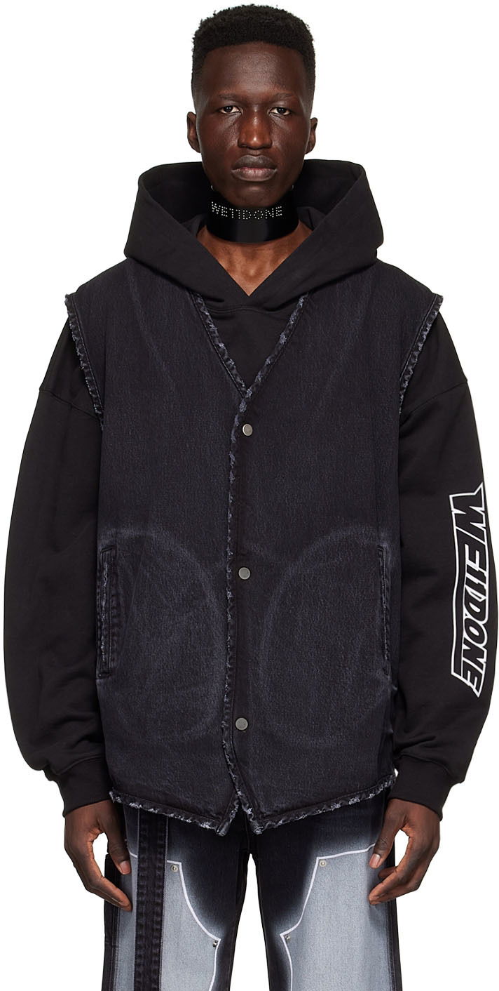 Väst We11done Denim Button-Up Vest Svart | WD-DV1-22-362-M-WB