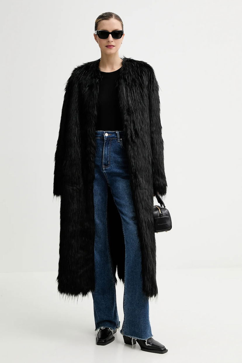 Rockar STAND STUDIO Carolina Long Faux Fur Coat Svart | 66577.9414