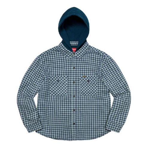 Skjorta Supreme Houndstooth Flannel Hooded Shirt Blå | SUP-FW22-725