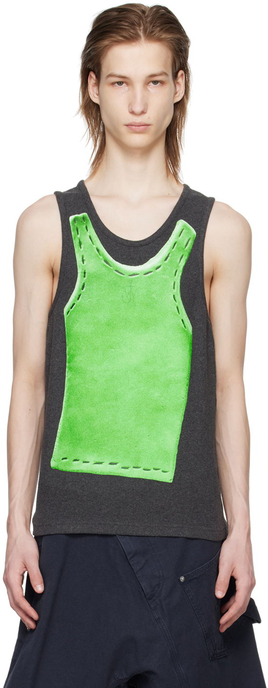 Linne JW Anderson Gray Trompe L'Oeil Tank Top Grön | JO0213-PG1552