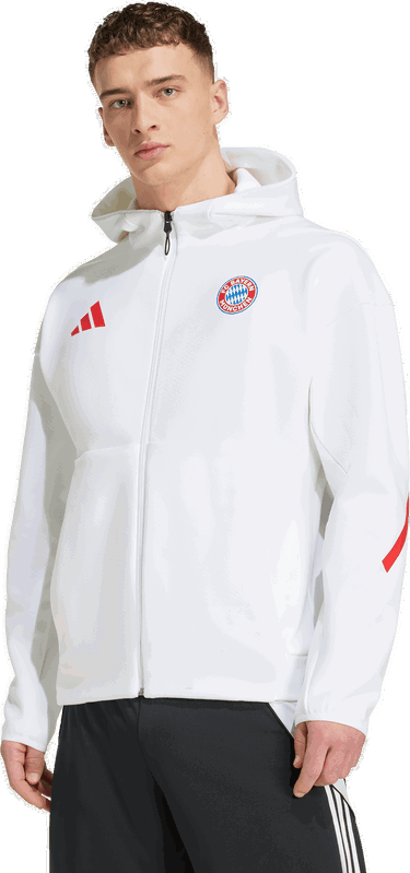 Sweatshirt adidas Originals FC Bayern Munich Z.N.E. Anthem Full-Zip Hoodie Vit | jm9439, 3