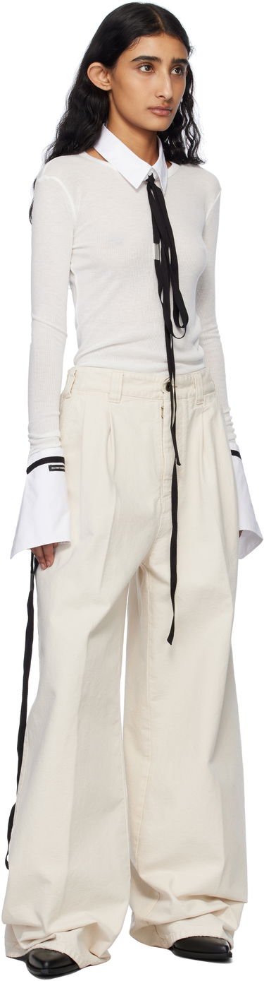 Skjorta Ann Demeulemeester Ann Demeulemeester Fiene Long Sleeve T-Shirt Vit | 2510-W-JTS12-FA570-002, 4