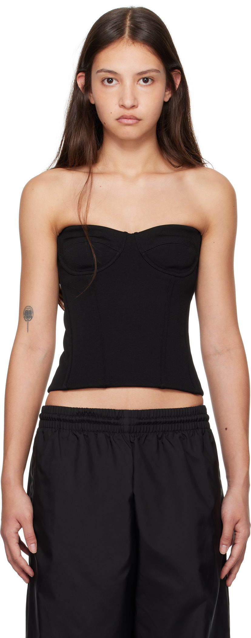 Linne WARDROBE.NYC WARDROBE.NYC Semi Matte Bustier Tank Top Svart | W1101F24MJ