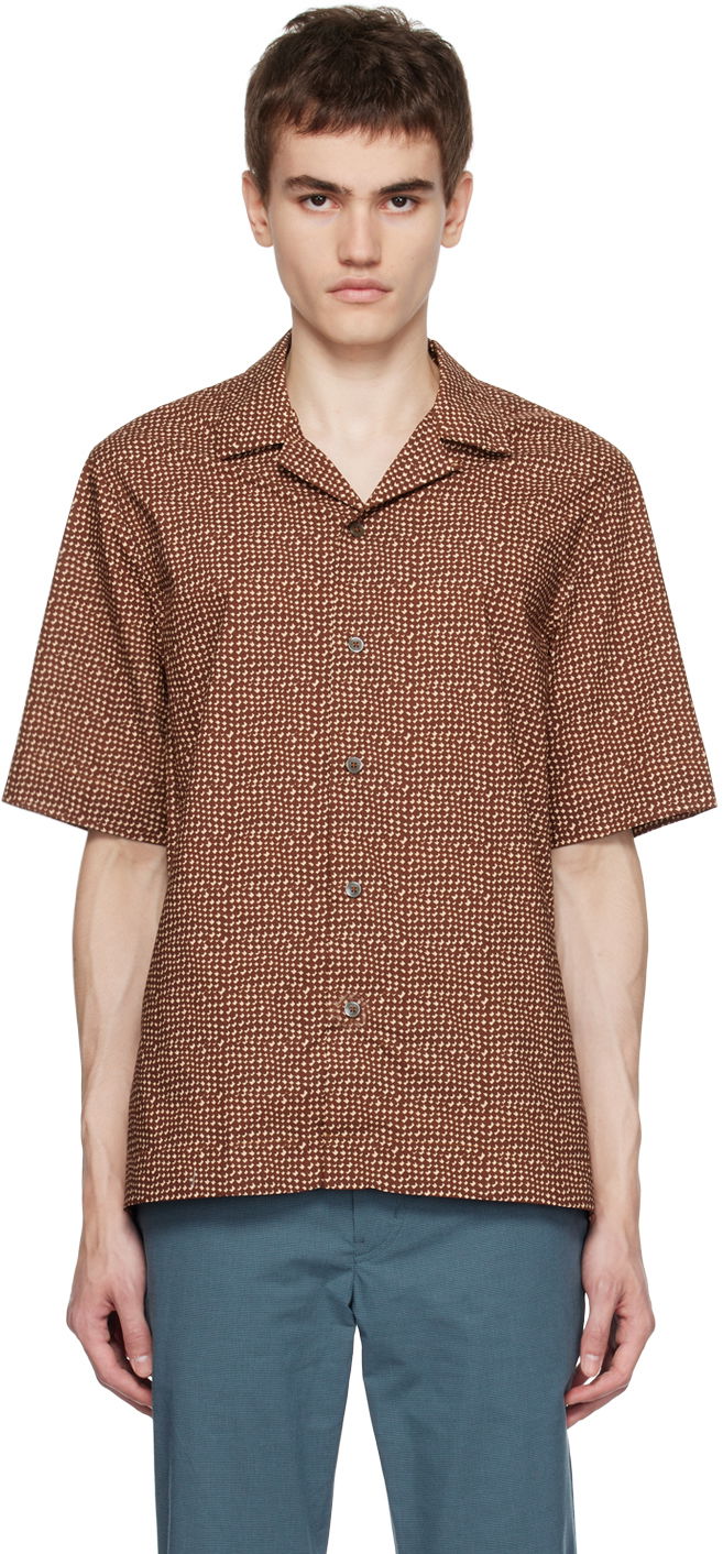 Skjorta Paul Smith Paul Smith Mini Tile Short Sleeve Button-Up Shirt Brun | M1R-905U-L02054