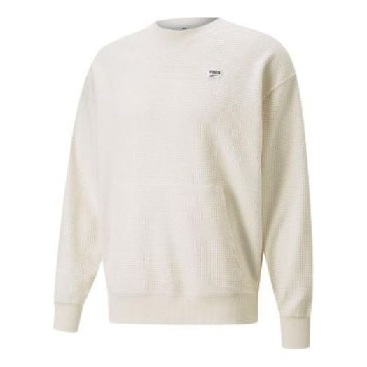 Sweater Puma Downtown Waffle Crewneck Sweatshirt Vit | 537730-99