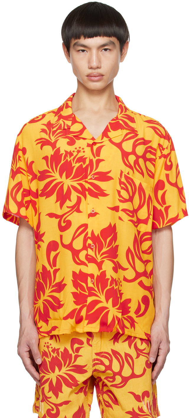 Skjorta ERL ERL Floral-Print Shirt Gul | ERL06B003