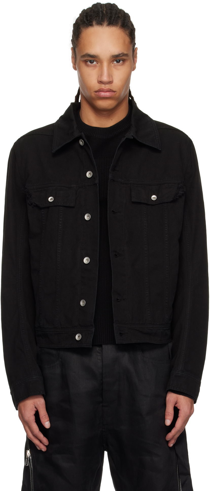 Jacka Rick Owens Rick Owens DRKSHDW Hollywood Trucker Denim Jacket Svart | DU01E3751 CVS