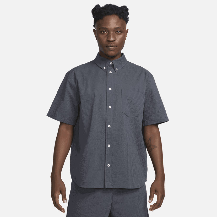 Skjorta Nike Seersucker Short Sleeve Button-Up Shirt Blå | FN3222-060