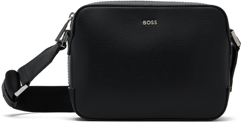 Axelväska BOSS BOSS Textured Logo Crossbody Bag Svart | 50548274