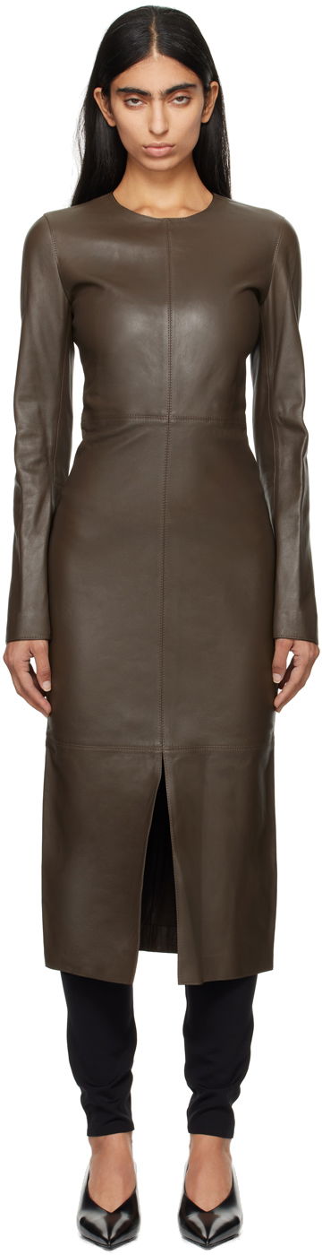 Klä TOTEME TOTEME Paneled Midi Dress Brun | 244-WRD0148-LE0055