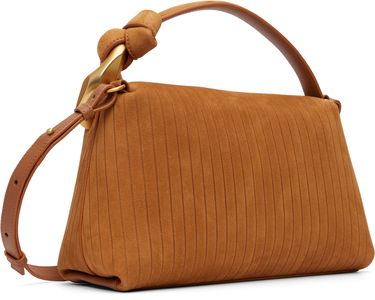 Axelväska JW Anderson The JWA Corner Pleated Suede Shoulder Bag with Sculptural Chain Handle Brun | HB0755-LA0375, 4