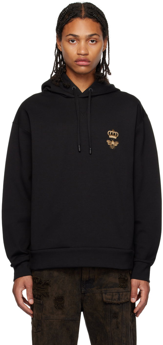 Sweatshirt Dolce & Gabbana Black Embroidered Hoodie Svart | G9ACJZHU7H9, 0