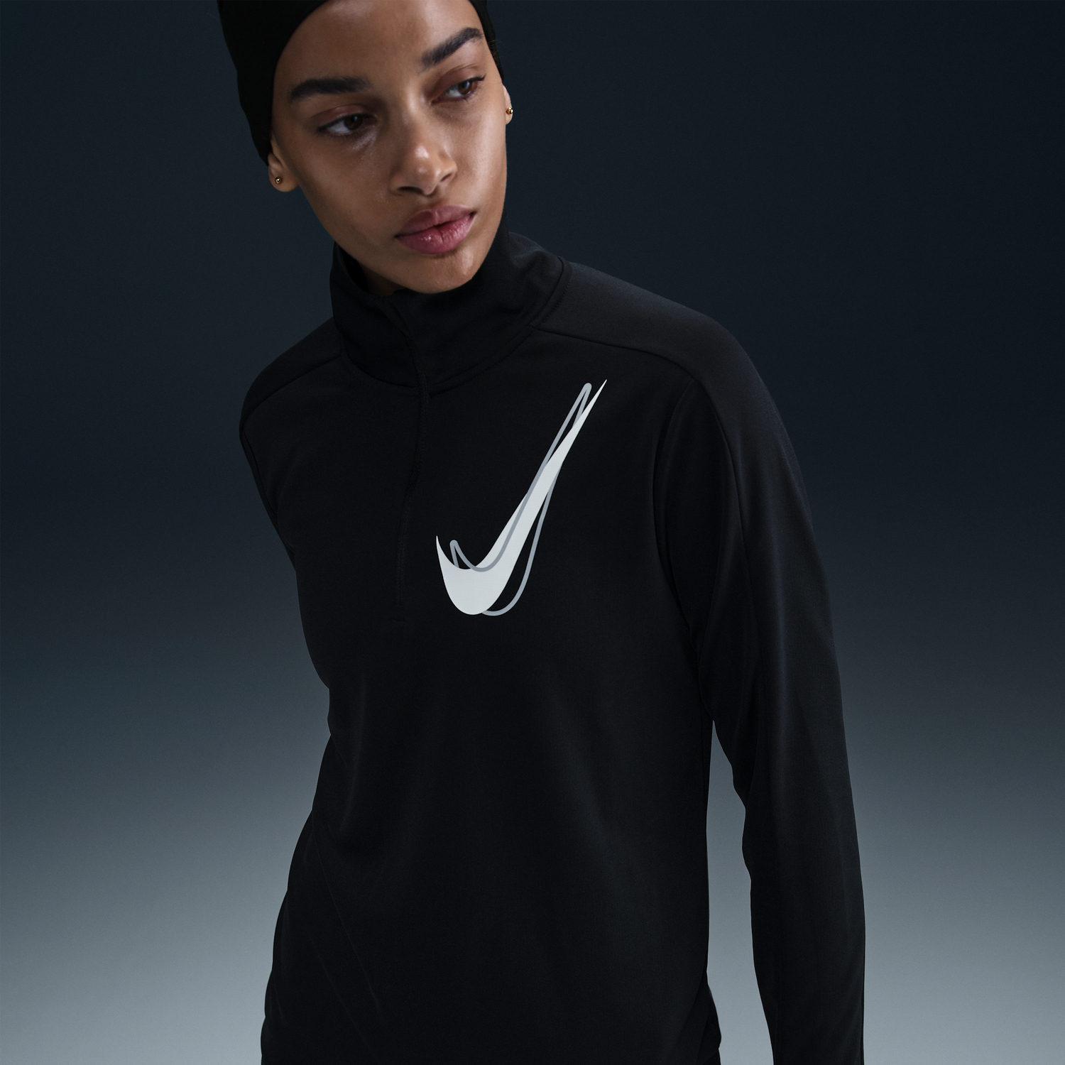 Sweatshirt Nike Swoosh Dri-FIT Midlayer 1/2 Zip Svart | HJ2225-010, 1
