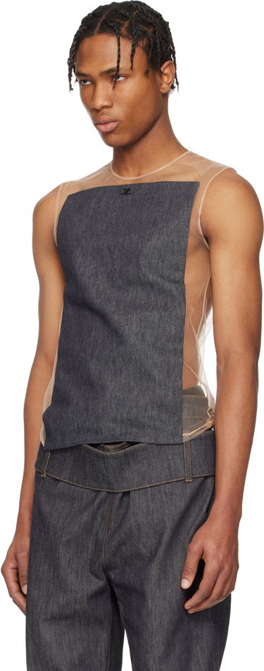 Linne Courrèges Courrèges Illusion Square Denim Tank Top Beige | 125JDE092DE0035, 3