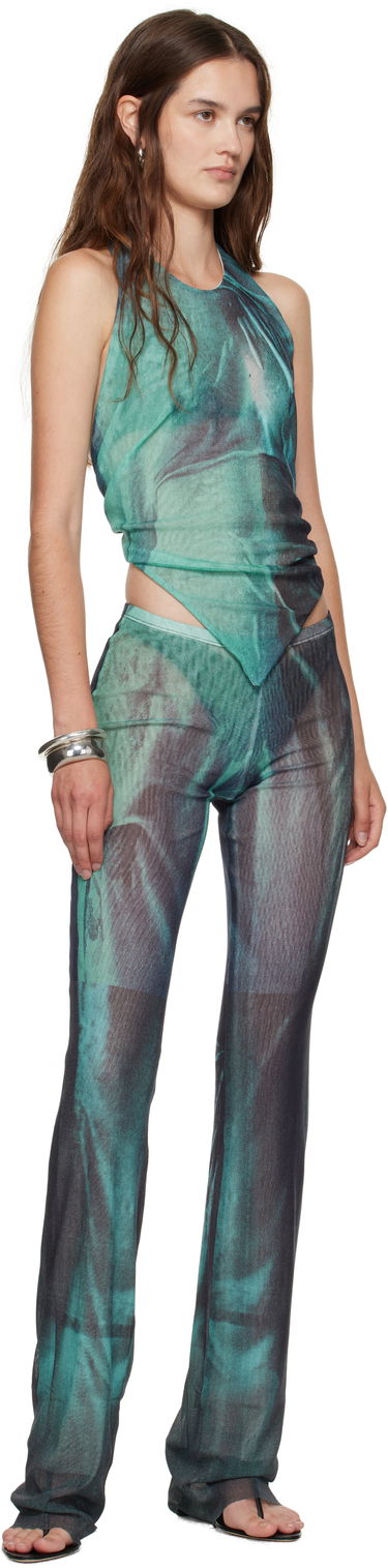 Linne Jean Paul Gaultier Jean Paul Gaultier Mesh Scarf Printed Halter Top Grön | 25/03-W-TO312-M004P-5557, 3