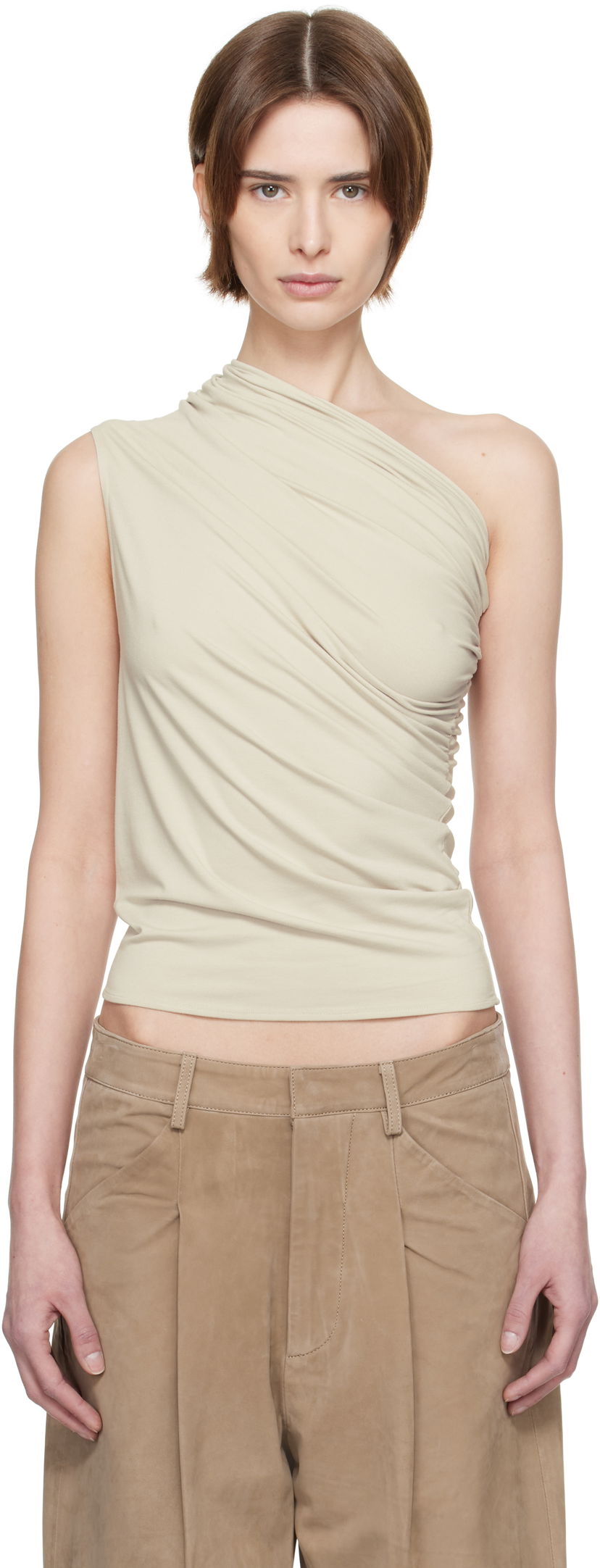 Linne Entire Studios Entire Studios Pillar One-Shoulder Top Beige | ES2515ST