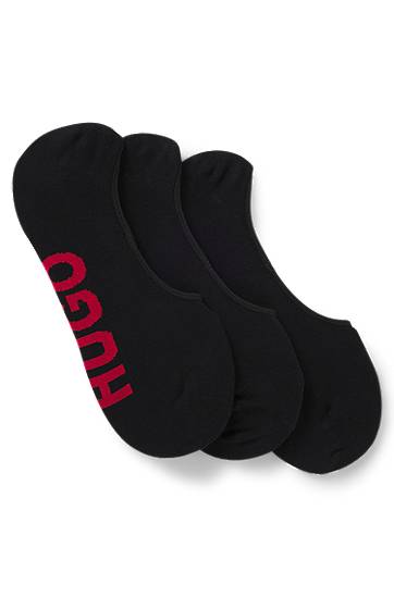 Strumpor BOSS Three-Pack of Invisible Socks with Large Logos Svart | 50541589, 0