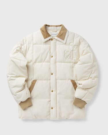 Pufferjacka Drôle de Monsieur Quilted Jacket with Embroidered Logo and Corduroy Collar Beige | I-CT139-PL163-OW, 2