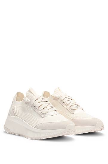 Kläder och accessoarer BOSS TTNM EVO Knitted and Suede Trainers Vit | 50536413