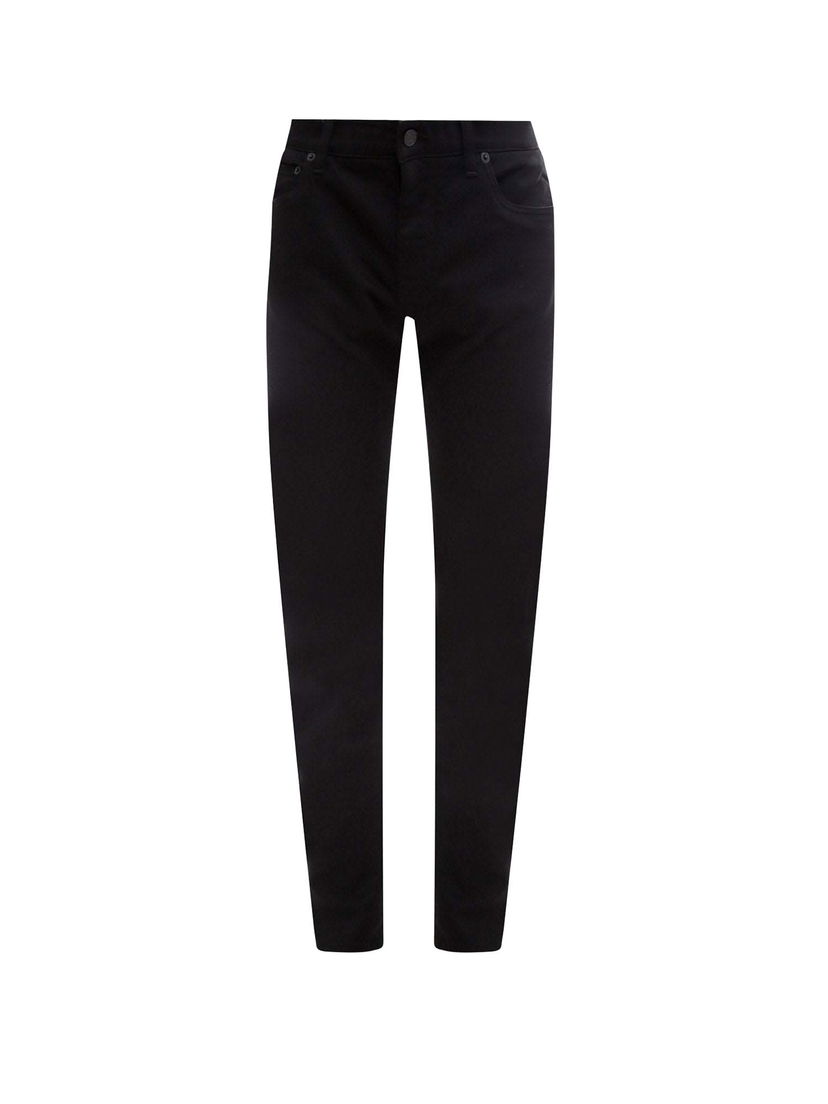 Byxor Dolce & Gabbana Stretch Cotton Back Embossed Logo Trousers Black Svart | GY07CZG8DK3#S9001