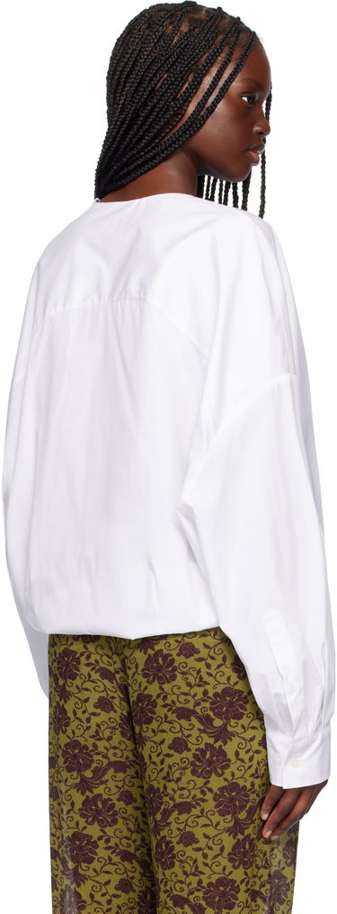 Skjorta Dries Van Noten Dries Van Noten Twisted V-Neck Blouse Vit | 251-010715-1466, 2