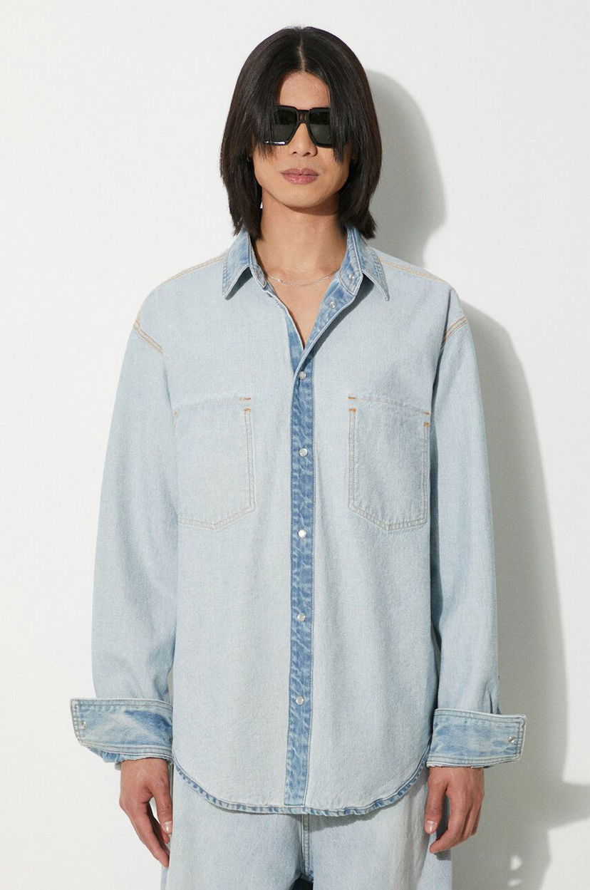 Skjorta VETEMENTS VETEMENTS Inside-Out Relaxed Denim Shirt Blå | UE64SH500N