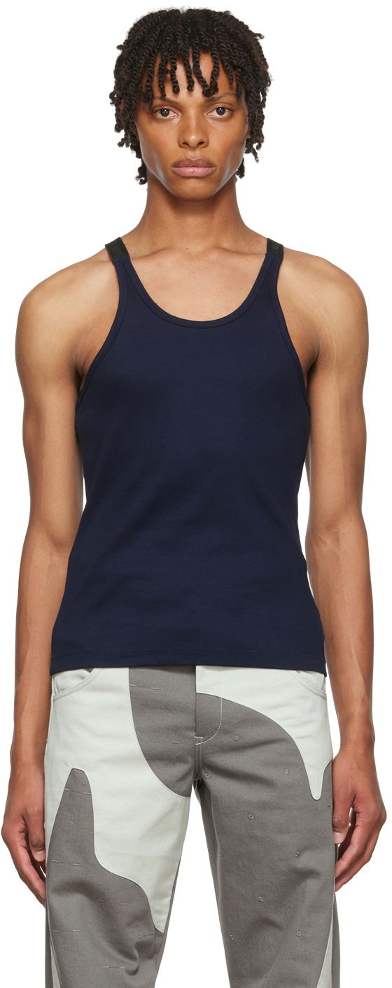 Linne Dion Lee Dion Lee Exclusive Tank Top Mörkblå | BLACK RIB