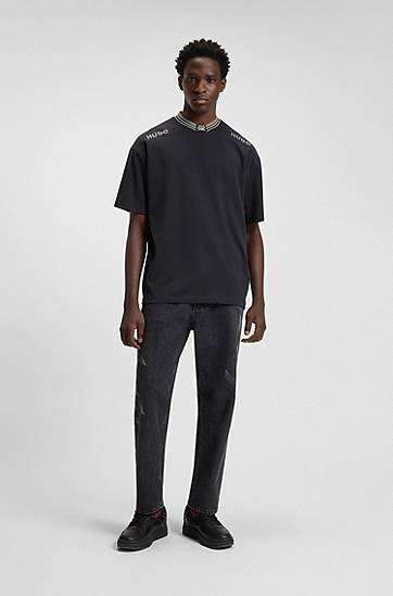T-shirt BOSS RB cotton T-shirt with tipping and logos Svart | 50549604, 1