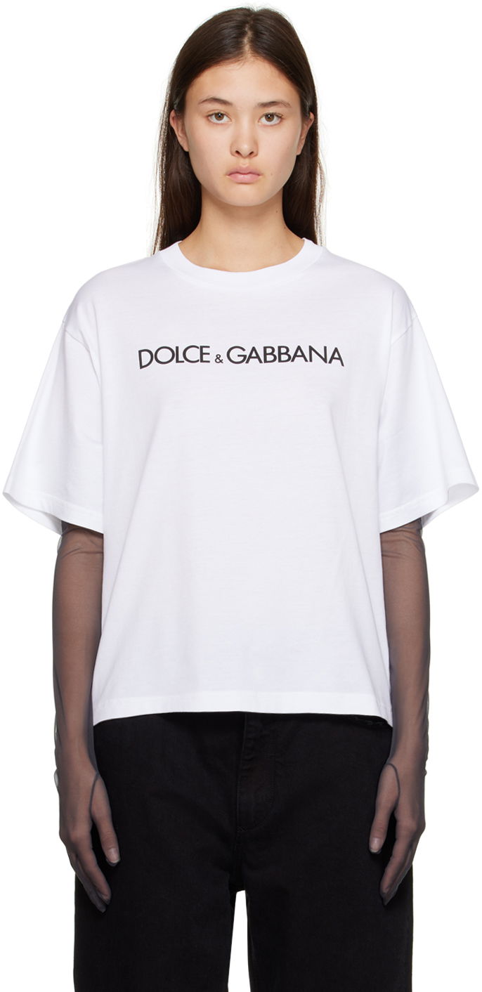 T-shirt Dolce & Gabbana White Crewneck T-Shirt Vit | F8U10T G7H4P